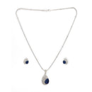 Pendant Set for Women & Girls Sapphire Blue Crystal Necklace Jewellery Set