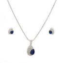 Pendant Set for Women & Girls Sapphire Blue Crystal Necklace Jewellery Set