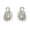 Rhodium Plated Brass American Diamond Swan Floral Teardrop Pendant Set for Women & Girls