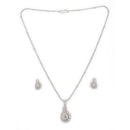Rhodium Plated Brass American Diamond Swan Floral Teardrop Pendant Set for Women & Girls
