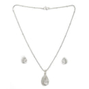 Halo Teardrop Pendant Set for Women & Girls White Crystal Necklace Jewellery Set