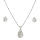 Halo Teardrop Pendant Set for Women & Girls White Crystal Necklace Jewellery Set