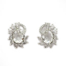 Floral Oval Pendant Set for Women & Girls White AD Necklace Jewellery Set
