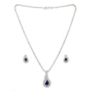 Pendant Set for Women & Girls Blue Crystal Necklace Jewellery Set