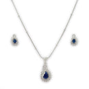 Pendant Set for Women & Girls Blue Crystal Necklace Jewellery Set