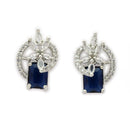 Rhodium Plated Brass American Diamond Geometric Spiral Rectangle Pendant Set for Women & Girls