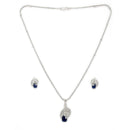 Rhodium Plated Brass American Diamond Geometric Spiral Rectangle Pendant Set for Women & Girls
