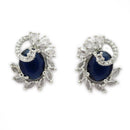 American Diamond Spiral Floral Oval Pendant Set for Women & Girls