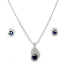 American Diamond Spiral Floral Oval Pendant Set for Women & Girls