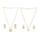 Gold toned Alloy Butterfly & XOXO Heart Pendant Necklace Set Combo for Women