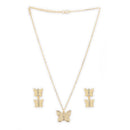 Gold toned Alloy Butterfly & XOXO Heart Pendant Necklace Set Combo for Women