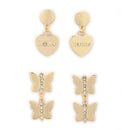 Gold toned Alloy Butterfly & XOXO Heart Pendant Necklace Set Combo for Women