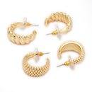 Gold Plated Alloy Hoop 2 Pairs Trendy Earrings Set For Woman