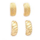 Gold Plated Alloy Hoop 2 Pairs Trendy Earrings Set For Woman