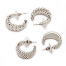 Silver Plated Alloy Hoop 2 Pairs Trendy Earrings Combo Set