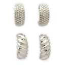 Silver Plated Alloy Hoop 2 Pairs Trendy Earrings Combo Set