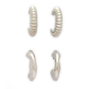 Silver Plated Alloy Hoop 2 Pairs Trendy Combo Earrings Set