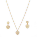 Gold Toned Alloy XOXO Heart Pendant Necklace Set for Women & Girls