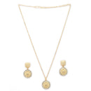Gold Toned Alloy Crystal Compass Pendant Set for Women & Girls