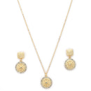 Gold Toned Alloy Crystal Compass Pendant Set for Women & Girls