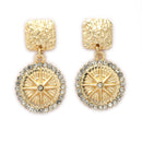 Gold Toned Alloy Crystal Compass Pendant Set for Women & Girls