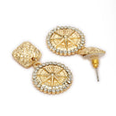 Gold Toned Alloy Crystal Compass Pendant Set for Women & Girls
