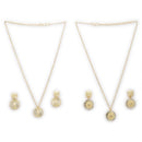 Gold Toned Alloy Crystal Sunburst & Disc Pendant Necklace Set Combo for Women & Girls