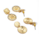 Gold Toned Alloy Crystal Sunburst & Disc Pendant Necklace Set Combo for Women & Girls
