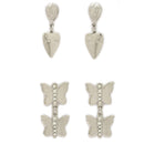 Oxidised Silver Alloy Butterfly & XOXO Heart Pendant Necklace Set Combo for Women & Girls