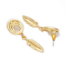 Gold Toned Alloy Feather Charm Pendant Necklace Set for Women & Girls