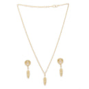 Gold Toned Alloy Feather Charm Pendant Necklace Set for Women & Girls