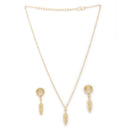 Gold Toned Alloy Heart & Feather Pendant Necklace Set Combo for Women & Girls