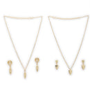 Gold Toned Alloy Heart & Feather Pendant Necklace Set Combo for Women & Girls