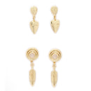 Gold Toned Alloy Heart & Feather Pendant Necklace Set Combo for Women & Girls