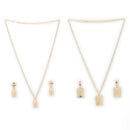 Gold Toned Alloy Lock & Yours Truly Pendant Necklace Set Combo for Women & Girls