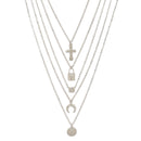 Oxidised Silver Alloy Layered Pendant Necklace Set for Women