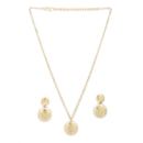 Gold Toned Alloy Textured Sunray Disc Pendant Necklace Set for Women