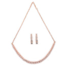 ZENEME Rhodium Plated AD Pastel Square-Cut Tennis Line Necklace Set with Earrings & Bangles for Women & Girls