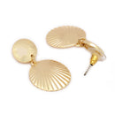 Gold Toned Alloy Textured Sunray Disc Pendant Necklace Set for Women