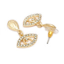 Gold Toned Alloy Crystal Studded Evil Eye Pendant Necklace Set for Women