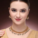 Traditional Green Beads Gold Plated Necklace Set