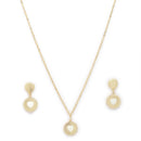 Gold Toned Alloy Enamled Heart Pendant Necklace Set for Women & Girls