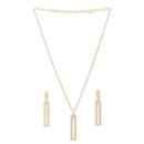 Gold Toned Alloy Geometric Rectangle Pendant Necklace Set for Women & Girls