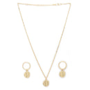 Gold Toned Alloy Wave Texture Pendant Necklace Set for Women & Girls