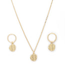 Gold Toned Alloy Wave Texture Pendant Necklace Set for Women & Girls