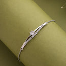 Rhodium Plated Silver Toned Cubic Zirconia Studded Adjustable Bracelet