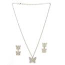 Rhodium Plated Alloy Heart Design Pendant Necklace Set for Women