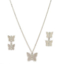 Rhodium Plated Alloy Heart Design Pendant Necklace Set for Women
