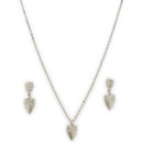 Stylish Minimal Rhodium Plated Alloy Heart Pendant Necklace Set for Women