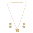 Gold-Plated Alloy Heart Design Pendant Necklace Set for Women